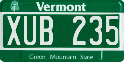 VT license plate XUB235