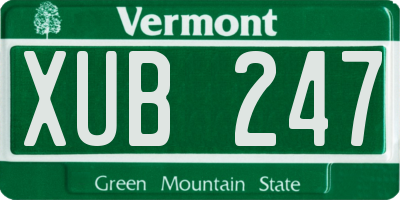 VT license plate XUB247
