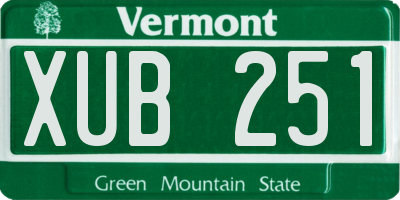 VT license plate XUB251