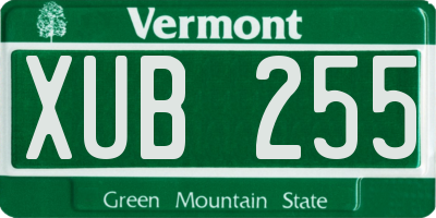 VT license plate XUB255
