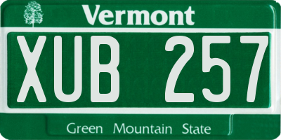 VT license plate XUB257