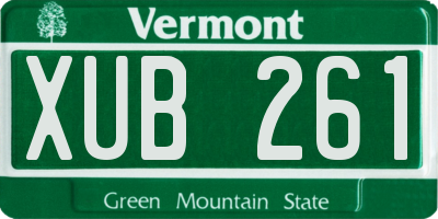 VT license plate XUB261