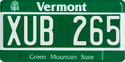 VT license plate XUB265