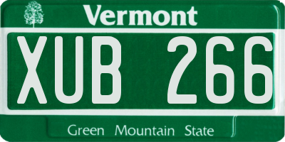 VT license plate XUB266