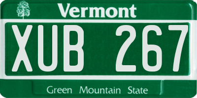 VT license plate XUB267