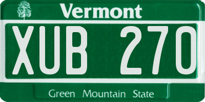 VT license plate XUB270