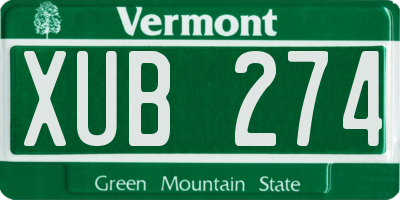 VT license plate XUB274