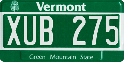 VT license plate XUB275