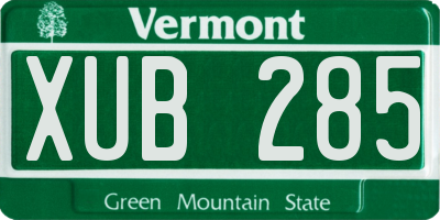 VT license plate XUB285