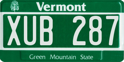 VT license plate XUB287
