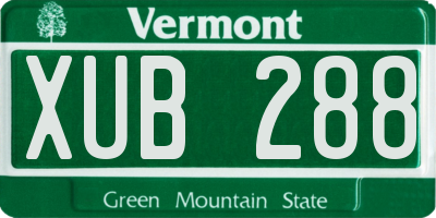 VT license plate XUB288
