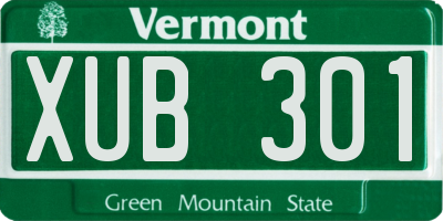 VT license plate XUB301