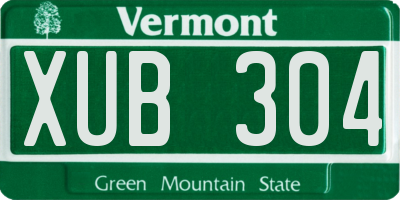 VT license plate XUB304