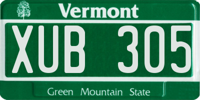 VT license plate XUB305
