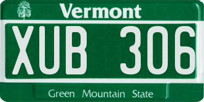 VT license plate XUB306