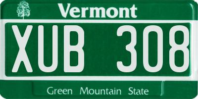 VT license plate XUB308