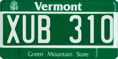 VT license plate XUB310