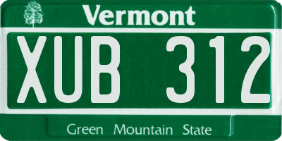 VT license plate XUB312