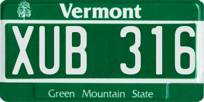 VT license plate XUB316
