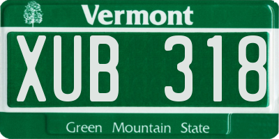 VT license plate XUB318