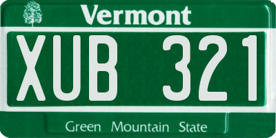 VT license plate XUB321