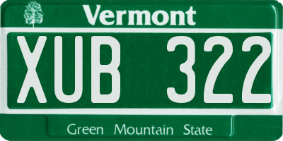 VT license plate XUB322