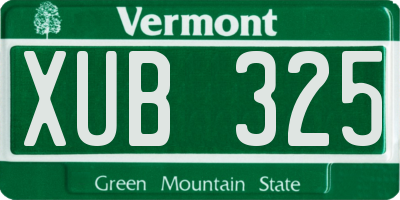VT license plate XUB325
