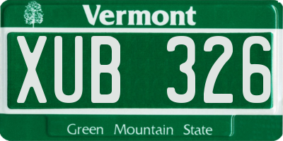VT license plate XUB326