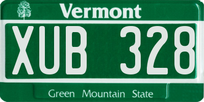 VT license plate XUB328