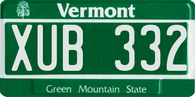 VT license plate XUB332