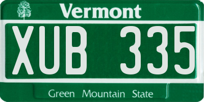 VT license plate XUB335