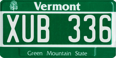 VT license plate XUB336