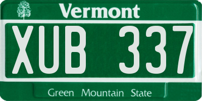 VT license plate XUB337