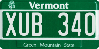 VT license plate XUB340
