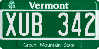 VT license plate XUB342