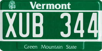 VT license plate XUB344