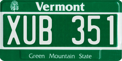 VT license plate XUB351