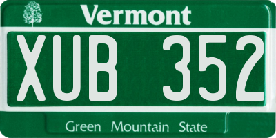 VT license plate XUB352