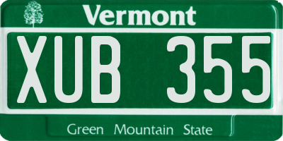 VT license plate XUB355