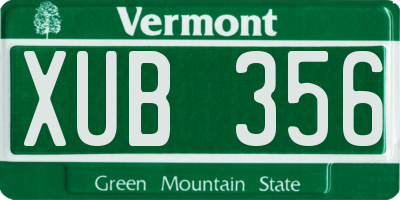 VT license plate XUB356