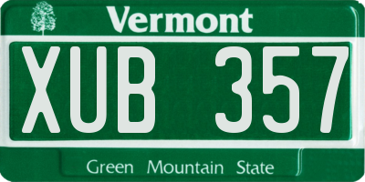 VT license plate XUB357