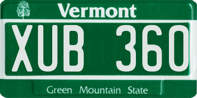 VT license plate XUB360