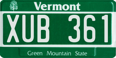 VT license plate XUB361