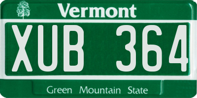 VT license plate XUB364