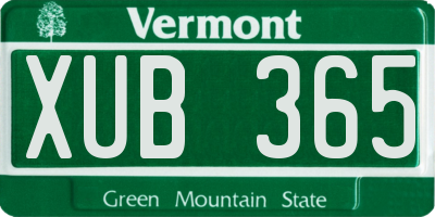 VT license plate XUB365