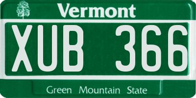 VT license plate XUB366