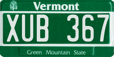 VT license plate XUB367
