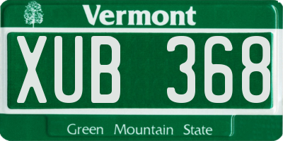 VT license plate XUB368