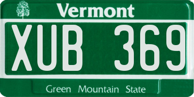 VT license plate XUB369