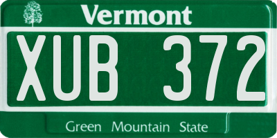 VT license plate XUB372